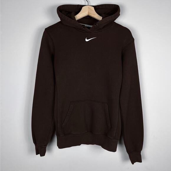 Y2K Rare Nike Center Swoosh Brown Hoodie Womens Sweatshirt Small Vintage - Picture 1 of 16